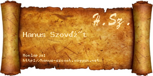 Hanus Szovát névjegykártya
